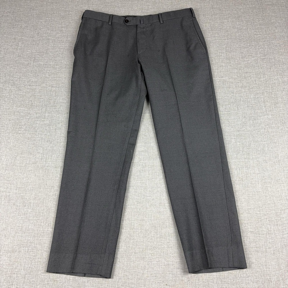 Isaia Dress Pants Mens 36x29 Gray Wool Aquaspider Flat Front Italy Regular Fit